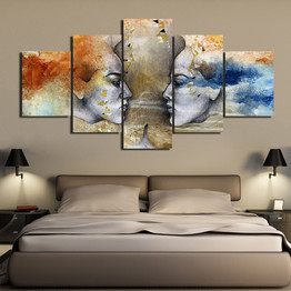 5 Pieces Colorful Abstract Face Wall Art Picture Home Decoration Canvas Print Painting Beautiful