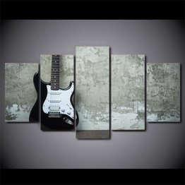 HD Printed 5 Piece Canvas Art Guitar Painting Vintage Modular Wall Pictures Living Room Modern