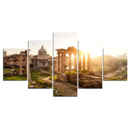 5 Piece Canvas Painting The Roman Forum At Sunrise Pictures Wall Art Home Decoration