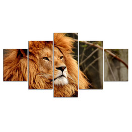 5 Piece Canvas Painting Lion Animal King HD Print Pictures Wall Art Home Decoration Living Room