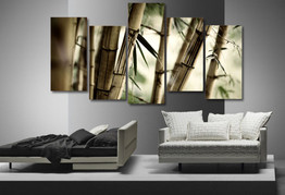 HD Print 5 Piece Canvas Art Bamboo Painting Living Room Wall Art Home Decor Painting