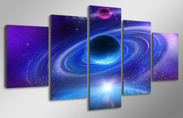 HD Printed 5 Piece Painting Planet With Rings Painting Canvas Print Room Poster Picture
