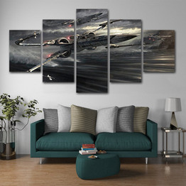 5 Panel Fighter Aviation Painting Canvas Wall Art Picture Home Decoration Living Room Canvas Print Painting