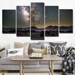 HD Printed 5 Piece Canvas Art Galaxy Night Starry Sky Modern Wall Pictures Living Room