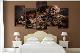 HD 5 Piece Canvas Art Printed Music Skull Painting Canvas Print Room Decor Poster