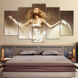 5 piece Canvas Painting Elegant Beauty With Golden Hair Sexy Beauty Wall Art Canvas Prints
