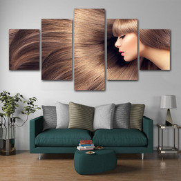 5 Panel Canvas Painting Hairdressing Posters Hair Salon Make-up  Nail Canvas Wall Art