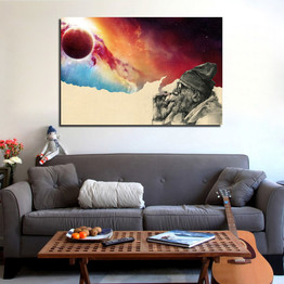 HD Print 1 Piece Canvas Art Poster Smoke and Wonder Old Man Smoking Painting Wall Art Picture Home Decoration