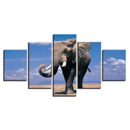 Modern HD Canvas 5 Pieces Animal Elephant Landscape Pictures Painting Wall Art Modular Prints