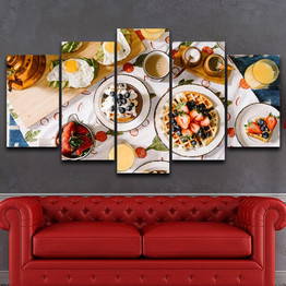 Modular Canvas Painting HD Printed Poster 5 Pieces Delicious Food Pictures Wall Art
