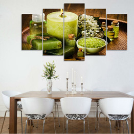 Canvas Painting Wall Art For Living Room 5 Pieces Green Spa Salts Flowers  Modular HD Prints Picture