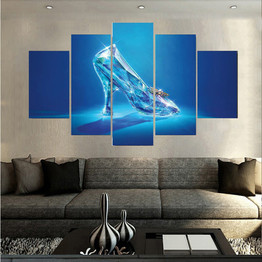 Living Room Wall Art 5 Panel Beautiful Crystal Shoe Modern Painting On Canvas HD Printed Pictures