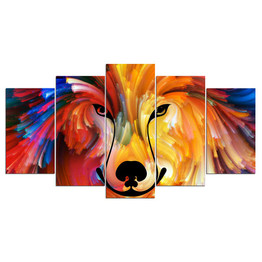 Canvas Painting Wall Art For Living Room 5 Pieces Abstract Dog Poster Modular HD Print Animal Picture