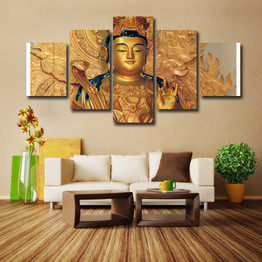 HD Wall Art Home Painting Canvas Prints 5 Pieces/Pcs Buddha Modular Pictures Decoration