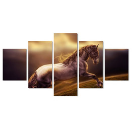 Wall  Picture On Canvas Art Home Decoration Modular 5 Panel Horse Living Room Printed Painting