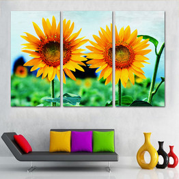 Canvas Painting Sunflower Landscape Modern Printing  Wall Art Poster Modular Picture 5 Pieces