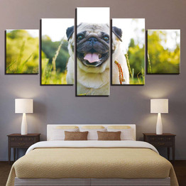 Abstract Painting Canvas Wall Art Modern 5 Panel Animal Dog Modular HD Printed  Pictures