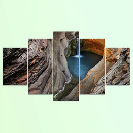 HD Printed Canvas Wall Art Modular 5 Panel Waterfall Canyons Pictures Modern Painting