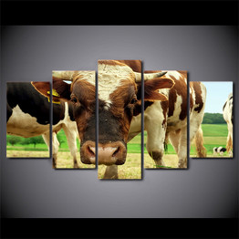 5 Panel Canvas Wall Art Animal Cow Painting Wall Pictures Posters Home Decoration Prints