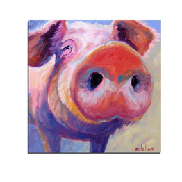 1 Piece Canvas Wall Art Cute Pig Painting Wall Pictures Red Peg Pig Posters and Prints Bristle Pig