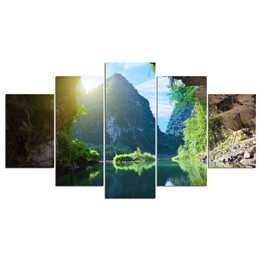Modern Frame Wall Art Decor 5 Panel Mountain Landscape Canvas HD Print Pictures Modular Painting