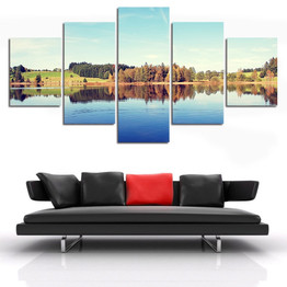 Canvas HD Modern 5 Panel Lake Landscape Printed Pictures Wall Art Modular Painting