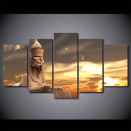 Modern HD Canvas 5 Panel Egyptian Statue Pictures Painting Wall Art Modular Printed