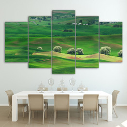 HD Printed 5 Piece Canvas Art Green Grassland Painting Canvas Wall Pictures