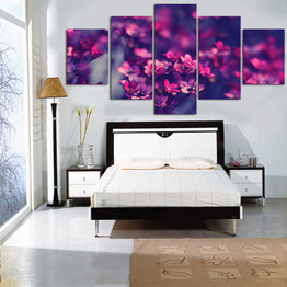 Canvas HD Home Decoration Printed 5 Panel Flower Watercolor Pictures Painting Wall Art Modular Modern Poster