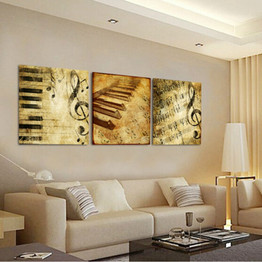 HD Printed Canvas Poster Wall Art 4 Pieces Classical Piano Music Notes Painting Modular Picture
