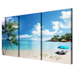 3 Piece Canvas Art HD Print Tropical Beach Palm Tree Painting Living Room Wall