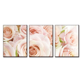 HD Printed Pictures Canvas Wall Art 3 Pieces Bright Light Pink Roses Flowers Painting Posters