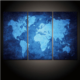 Art Picture Wall Posters Modular 3 Pieces World Map HD Printed Modern On Canvas Painting