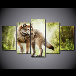 Wall Art Modular HD Print 5 Panel Animal Wolf  Painting On Canvas Modern Pictures