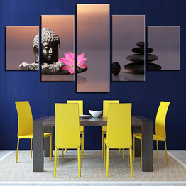 Modular Vintage Pictures On Canvas Wall Art 5 Panel Buddha Flower HD Cuadros Printed Paintings