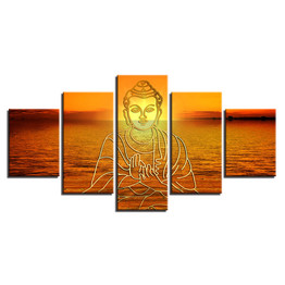 Wall Art Modular Picture HD Printed Modern On Canvas 5 Panel Buddha Abstract Painting Posters