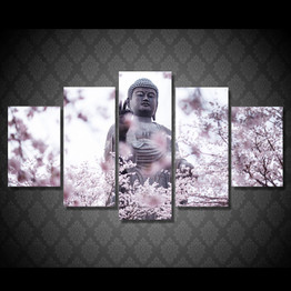Modular Art Painting HD Poster 5 Panel Flower Figure Of The Buddha Wall Canvas Printed Pictures