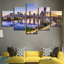 Modern Canvas Painting HD Printed Wall Art Pictures 5 Pieces Australia City Sunset Landscape Poster