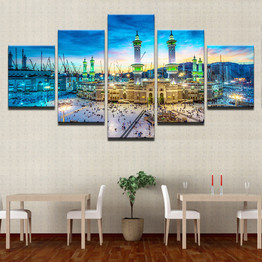 Modern On The Wall Art Modular 5 Panel Muslim Islam Building Abstract Painting On Canvas Pictures
