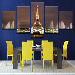 Wall Art Modular HD Printed Pictures Modern Poster 5 Panel Paris Tower Landscape Canvas Painting