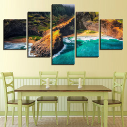 Painting HD Printed Canvas Wall Art Poster 5 Panel Kauai Hawaii Landscape Modular Pictures