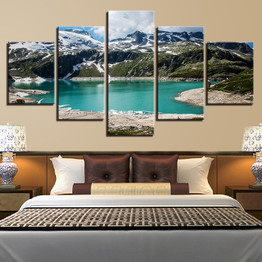 Canvas Modular Poster Printed Modern HD 5 Panel Mountain Landscape Pictures Wall Art Painting