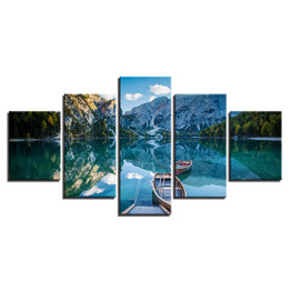 Posters Modular Picture Wall Art 5 Panel Ship Landscape HD Printed On Canvas Modern Painting