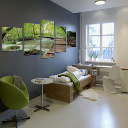 Modular HD Printed Canvas Wall Art Poster 5 Panel Tree Water Landscape Pictures Modern Painting