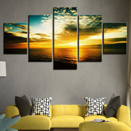 Wall Art Canvas Painting Cuadros 5 Panel Beautiful Sunset Landscape Modular Pictures  Prints