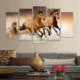 HD Printed Pictures Canvas Wall Art 5 Pieces Animal Pentium Horses Painting Posters