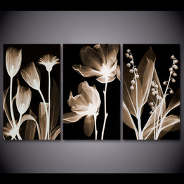 3 Panel Canvas Art Plants Flower in Dark Canvas Painting Wall Art Canvas Poster and Print Wall Picture