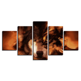 Modular Canvas Pictures Wall Art 5 Pieces Animals Wolf Abstract Paintings HD Prints Poster