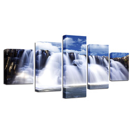Canvas Pictures Wall Art Decor HD Prints 5 Pieces Mountain And Rivers Waterfall Paintings Living Room Landscape Poster