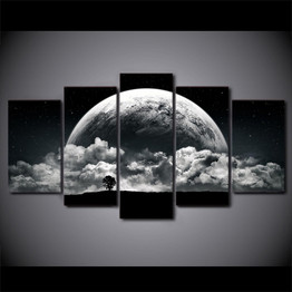 Canvas Paintings Printed 5 Pieces Night clouds planets Wall Art Canvas Pictures
